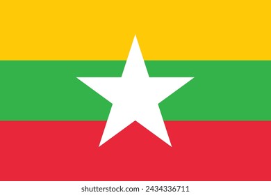 National Flag of  Myanmar, Myanmar sign, Myanmar flag