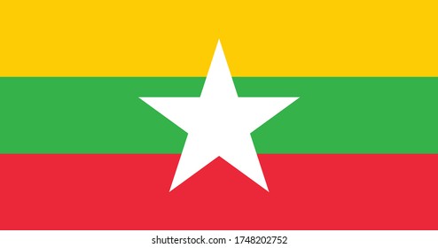 Bandera nacional de Myanmar. Ilustración vectorial, Vector de la bandera de myanmar.