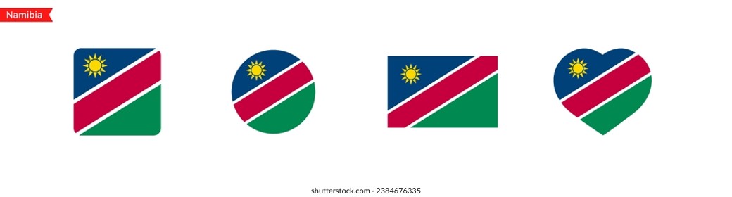 National flag of Namibia. Flag icons for language selection. Namibia flags. Vector icons