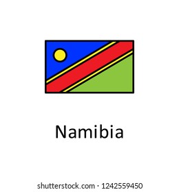National flag of Namibia in simple colors with name icon