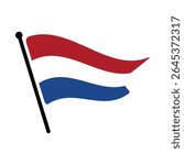 National flag of Netherlands.  Netherlands flag computer digital vector illustration icon design.  Fluttering flagpole flag.