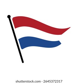 Bandeira nacional dos Países Baixos.  Bandeira holandesa computador digital vetor ilustração ícone design.  Bandeira de mastro flutuante.