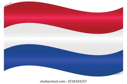 National Flag of Netherlands. Holland flag in Waving shape. European Country. Netherlands flags isolated on white background. Editable vector EPS available