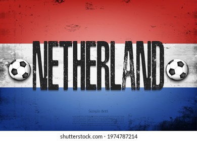 National flag of Netherlands. Vintage background. Grunge texture. Banner design pattern. Vector illustration