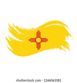 National Flag Of New Mexico, Designed Using Brush Strokes Isolated On A White Background. Vector Illustration. Use For Brochures, Printed Materials, Logos, Independence Day.