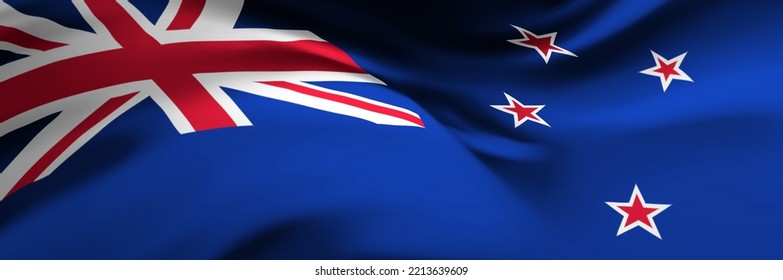 National flag of New Zealand. Country official symbol. Vector banner