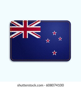 National flag of New Zealand with denim texture and orange seam. Realistic image of a tissue made in vector illustration.