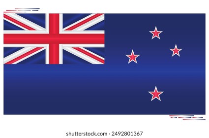 National Flag of New Zealand. Kiwi flag in Rectangle shape. Oceania Country. NZ flags isolated on white background. Editable vector EPS available