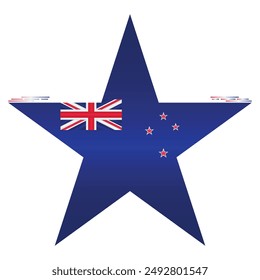 National Flag of New Zealand. Kiwi flag in star shape. Oceania Country. NZ flags isolated on white background. Editable vector EPS available