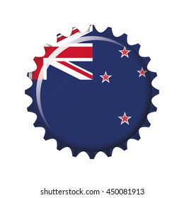 National flag of New Zealand on a bottle cap. Vector Illustration