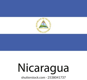 The national flag of Nicaragua, featuring three horizontal bands of blue, white, and blue with a coat of arms in the center.