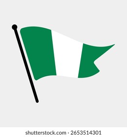 Bandeira nacional da Nigéria.  bandeira da Nigéria computador digital vetor ilustração ícone design.  Bandeira de mastro flutuante.