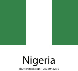 The national flag of Nigeria features a vertical tri-color of green, white, and green stripes.