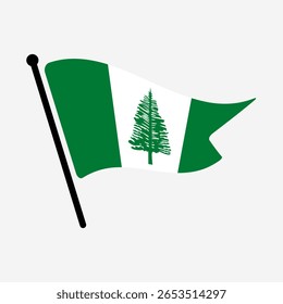 Bandeira nacional da Ilha Norfolk.  Bandeira de Norfolk Island computador digital vetor ilustração ícone design.  Bandeira de mastro flutuante.