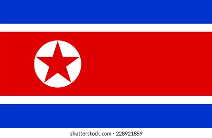 National flag of North Korea with correct proportions and color scheme. original and simple North Korea flag isolated vector in official colors and Proportion Correctly.
