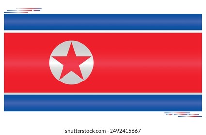 National Flag of North Korea. North Korean flag in Rectangle shape. Asian Country. North Korea flags isolated on white background. Editable vector EPS available