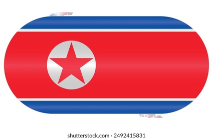 National Flag of North Korea. North Korean flag in capsule shape. Asian Country. North Korea flags isolated on white background. Editable vector EPS available