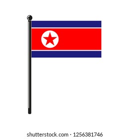 National flag of the North Korea on the stick isolated 