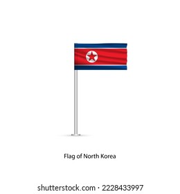 National Flag of North Korea on a pole. Vector drawing.