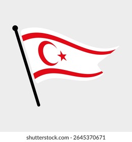Bandeira nacional do Chipre do Norte.  Projeto de ícone de ilustração de vetor digital da bandeira do Chipre do Norte.  Bandeira de mastro flutuante.