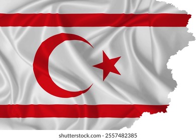 National Flag of Northern Cyprus vector with torn edges on transparent background