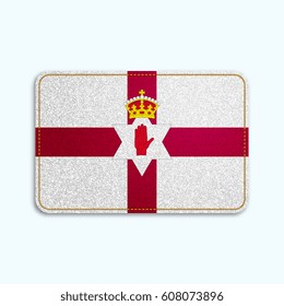 National flag of Northern Ireland with denim texture and orange seam. Realistic image of a tissue made in vector illustration.