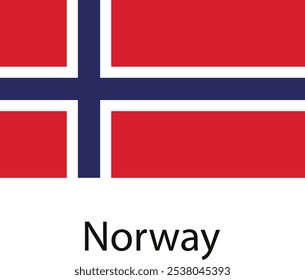 A bandeira nacional da Noruega, com um campo vermelho com uma cruz azul que se estende até os bordos, delineada em branco.