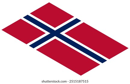 La bandera nacional de Noruega. Una ilustración de la bandera isométrica de Noruega.