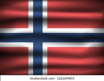 National Flag of Norway NO. Front view, official colors and correct proportion. Realistic vector illustration.