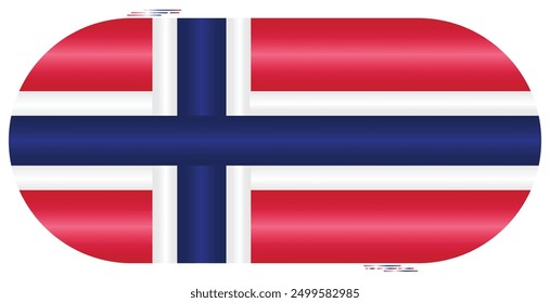 National Flag of Norway. Norge flag in capsule shape. European Country. Norwegian flags isolated on white background. Editable vector EPS available