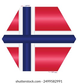 National Flag of Norway. Norge flag in polygon shape. European Country. Norwegian flags isolated on white background. Editable vector EPS available