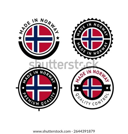 National flag of the Norway, set flat vector icons