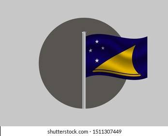 National flag of  Oceanian Tokelau, dependent territory of New Zealand. Round circle with flagpole. Original colors and proportion. vector illustration, from  countries set.