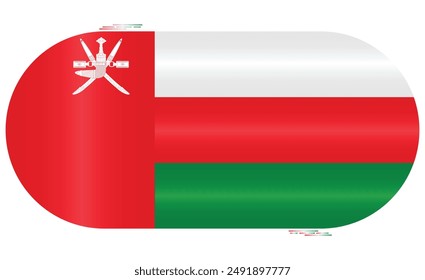 National Flag of Oman. Omani flag in capsule shape. Middle East Country. Oman flags isolated on white background. Editable vector EPS available