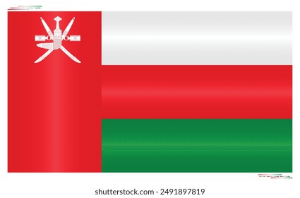 National Flag of Oman. Omani flag in Rectangle shape. Middle East Country. Oman flags isolated on white background. Editable vector EPS available