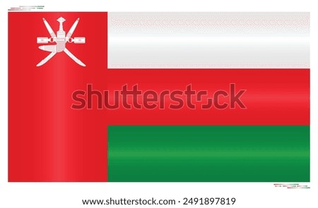 National Flag of Oman. Omani flag in Rectangle shape. Middle East Country. Oman flags isolated on white background. Editable vector EPS available