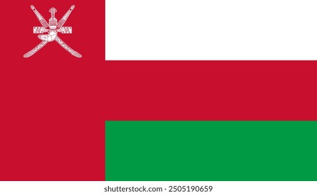 National flag of Oman. Flag of the Sultanate of Oman. Vector illustration