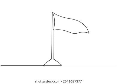 National flag on pole continuous one line drawing minimalist style isolate outline illustration