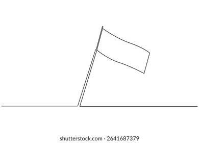 National flag on pole continuous one line drawing minimalist style isolate outline illustration
