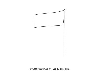 National flag on pole continuous one line drawing minimalist style isolate outline illustration