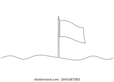 National flag on pole continuous one line drawing minimalist style isolate outline illustration