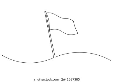 National flag on pole continuous one line drawing minimalist style isolate outline illustration