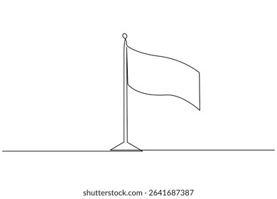 National flag on pole continuous one line drawing minimalist style isolate outline illustration