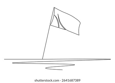 National flag on pole continuous one line drawing minimalist style isolate outline illustration