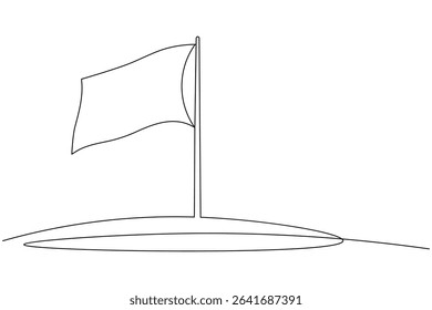 National flag on pole continuous one line drawing minimalist style isolate outline illustration