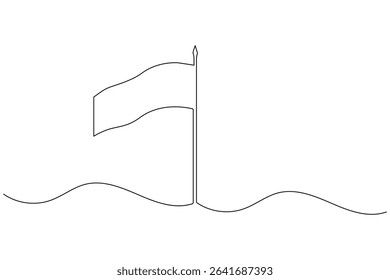 National flag on pole continuous one line drawing minimalist style isolate outline illustration