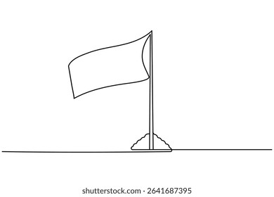 National flag on pole continuous one line drawing minimalist style isolate outline illustration