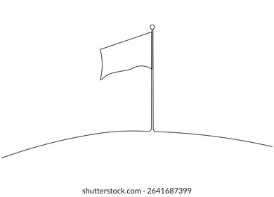 National flag on pole continuous one line drawing minimalist style isolate outline illustration