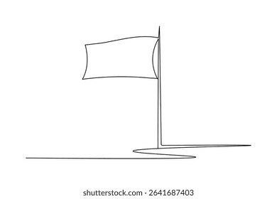 National flag on pole continuous one line drawing minimalist style isolate outline illustration