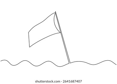 National flag on pole continuous one line drawing minimalist style isolate outline illustration